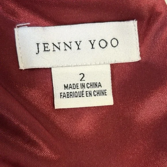 Jenny Yoo Rachel Dark Berry Stretch Velvet Square Neckline Gown‎ Women's Size 2 - Picture 7 of 10